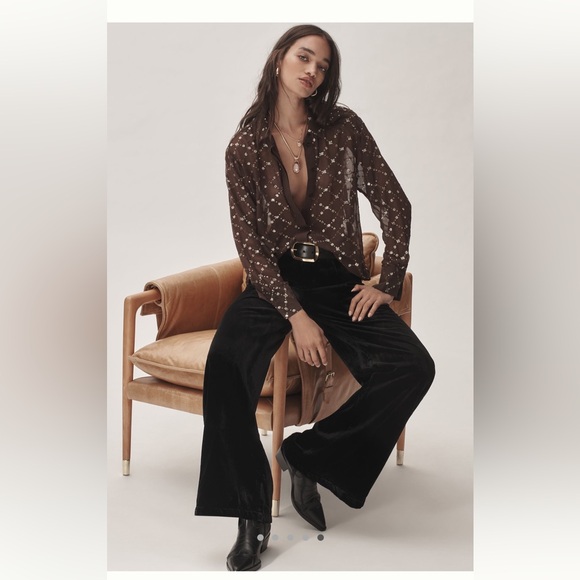Anthropologie Pants - NWT Anthropologie Black Velvet Pants